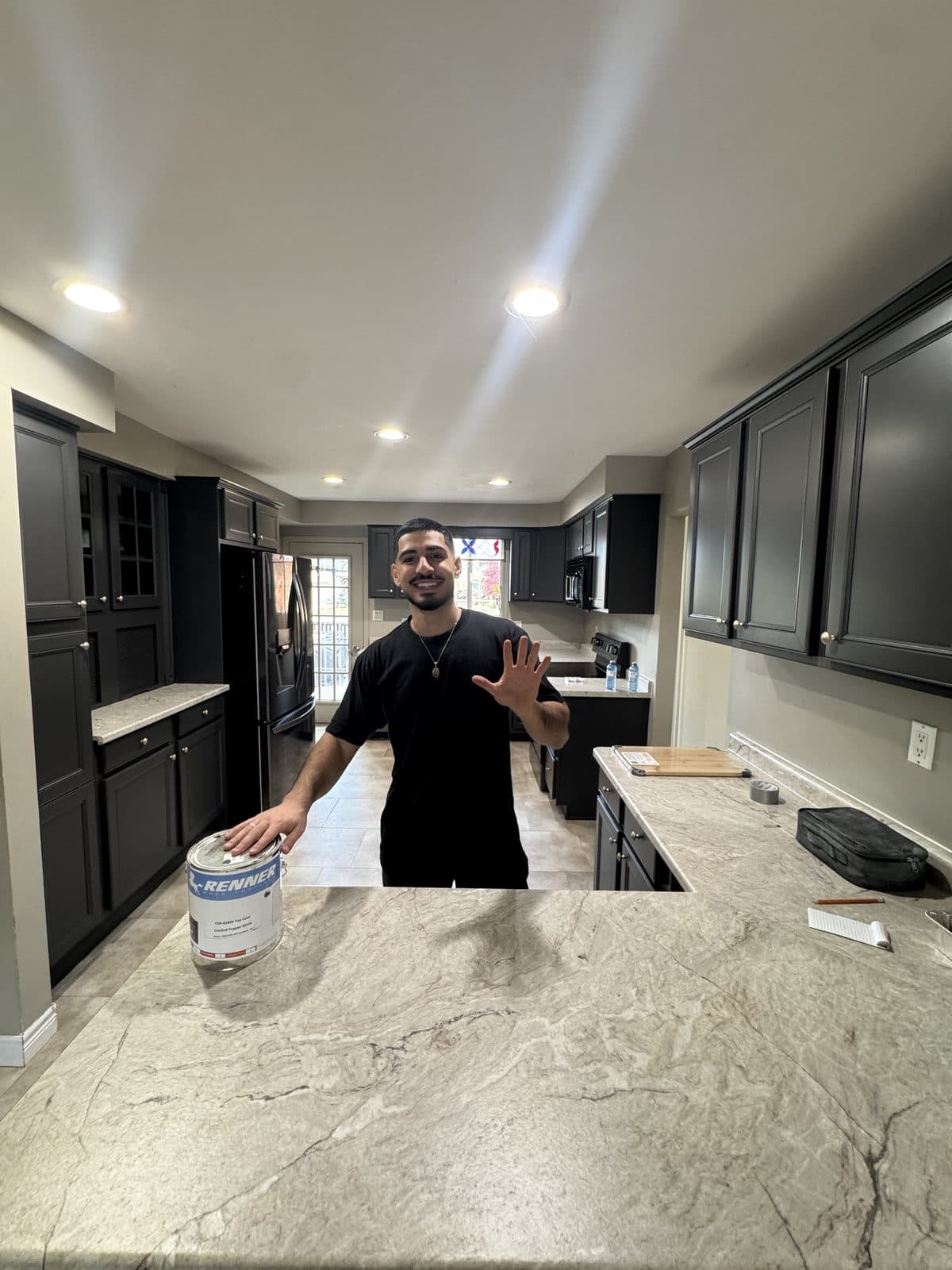 Charcoal cabinet Renner finish Owner beside charcoal kitchen cabinets refinished with Renner cabinet coating