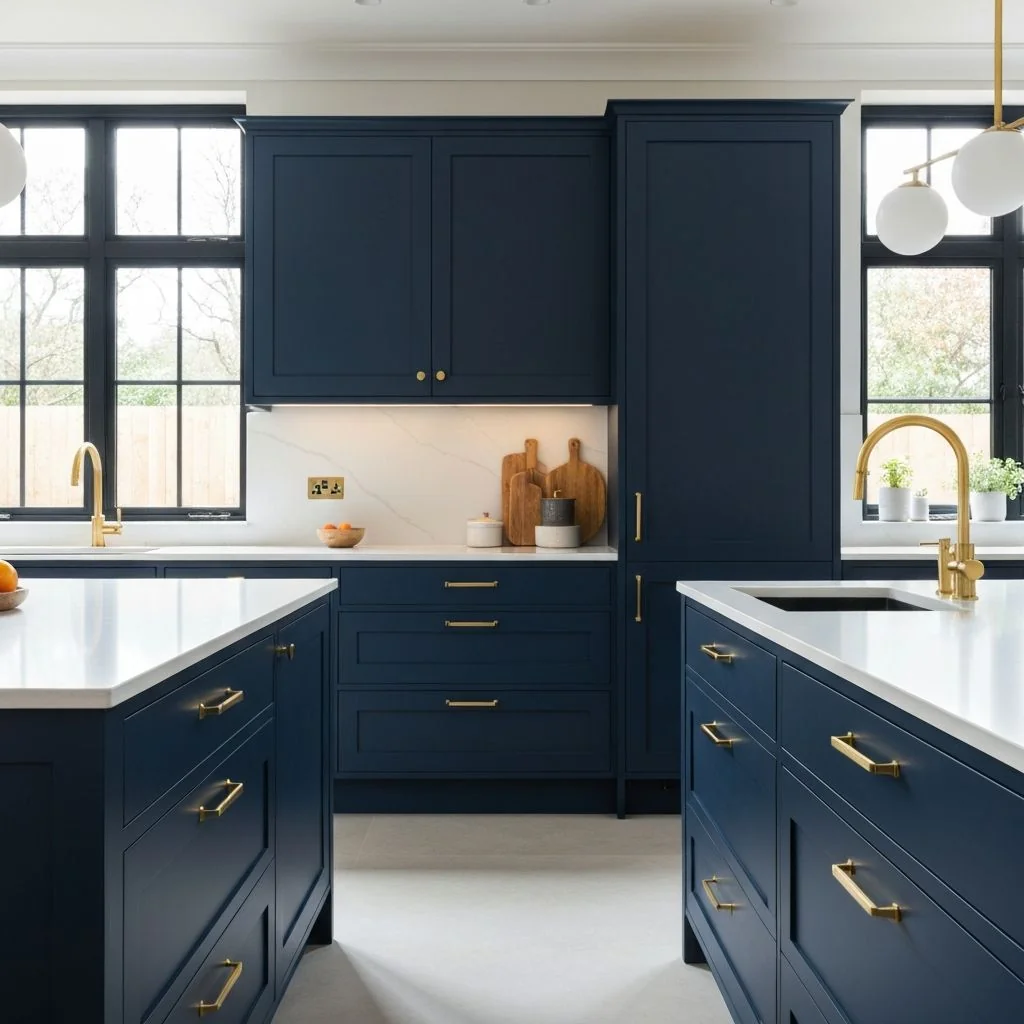 Cabinet painting Windsor with a 5-day factory finish Cabinet painting Windsor kitchen with navy blue factory finish